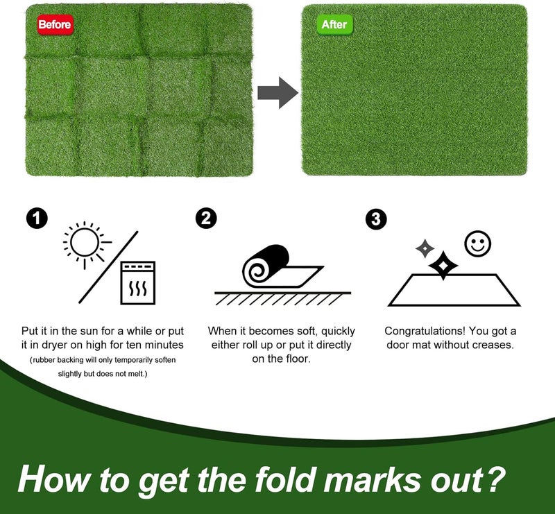 LINLA Artificial Grass Door Mat，42x35 Inches Outdoor Rug Synthetic Fake Dog Grass Mat Turf Waterproof Durable Doormat for Indoor Entryway, Outside Patio, Lawn, Garden - Image 3